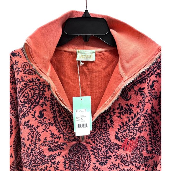 NEW Aries Made in Italy Coral Paisley 1/2 Zip Sweater Small - Picture 7 of 9